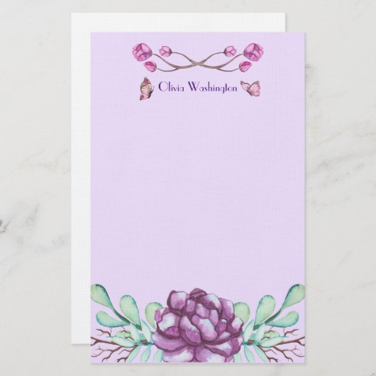 Butterflies en Peonies Briefpapier (Voorkant / Achterkant)