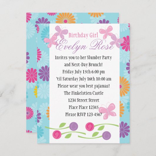 Butterflies en Rozen Kaart (Voorkant / Achterkant)