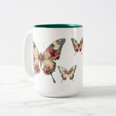 Butterflies en Rozen Tweekleurige Koffiemok (Voorkant links)