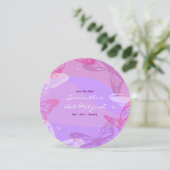 BUTTERFLIES EN STARS Round Bat Mitzvah Invitation Save The Date (Staand voorkant)