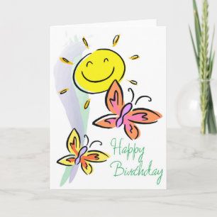 Butterflies en Sunshine BIrthday Card Kaart