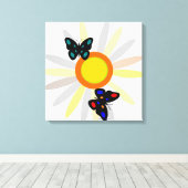 Butterflies en ventilator canvas afdruk (Insitu (Houten vloer))