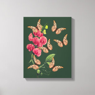 Butterflies en zoete pekelbloem canvas afdruk