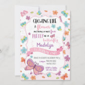 Butterflies First Birthday Uitnodiging (Voorkant)