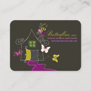 Butterflies Floral House Home Modern Profile Card Visitekaartje