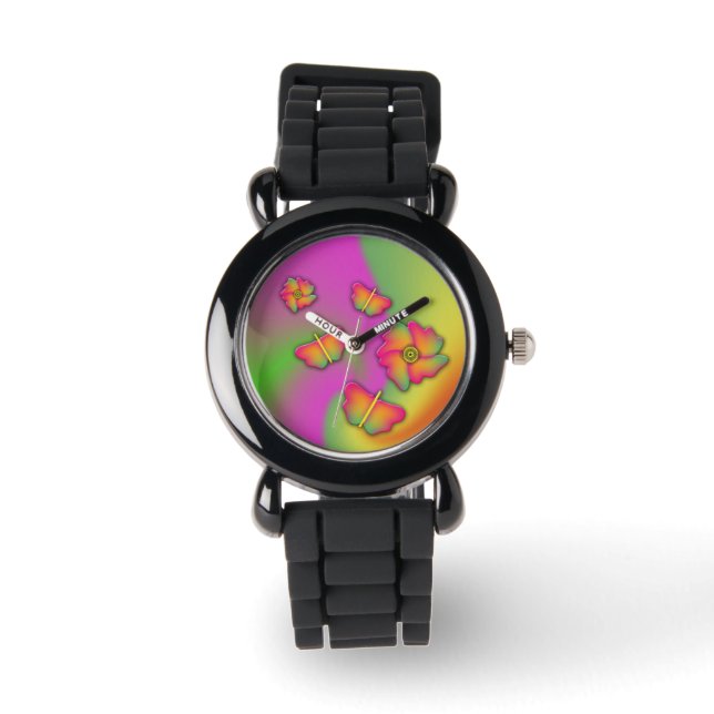 Butterflies & Flowers Horloge (Voorkant)