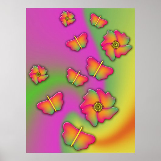Butterflies & Flowers Poster (Voorkant)