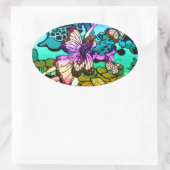 Butterflies, Flowers, Rainbow, Angel Ovale Sticker (Tas)