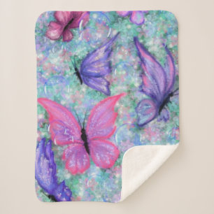 Butterflies Flying Sherpa Blanket - Spring Joy Sherpa Deken