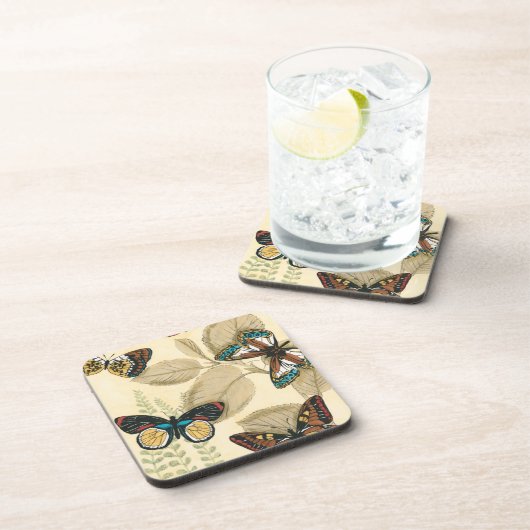 Butterflies glijdend over bladeren bier onderzetter (Rechterzijde)