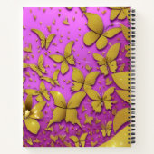 Butterflies Gold Glitters roze achtergrond Notitieboek (Achterkant)