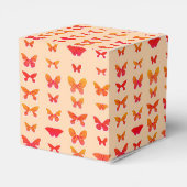 Butterflies, goud, koraalroze, zacht sinaasappel bedankdoosjes (Achterkant)