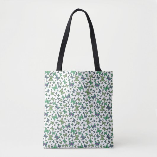  Butterflies Green Canvas tas (Voorkant)