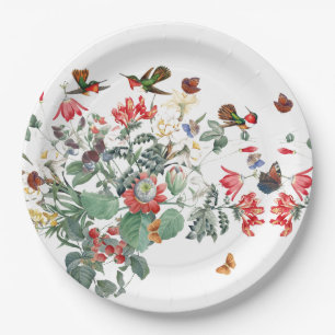 Butterflies Hummingbird Birds Garden Flowers Party Papieren Bordje