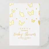 Butterflies in Air Baby shower Gold Folie Uitnodiging (Voorkant)