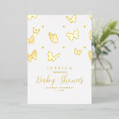 Butterflies in Air Baby shower Gold Folie Uitnodiging (Staand Voorkant)