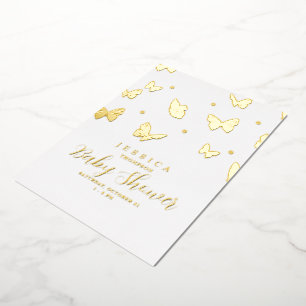 Butterflies in Air Baby shower Gold Folie Uitnodiging