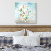 Butterflies in de wolken canvas afdruk (Insitu (Slaapkamer))