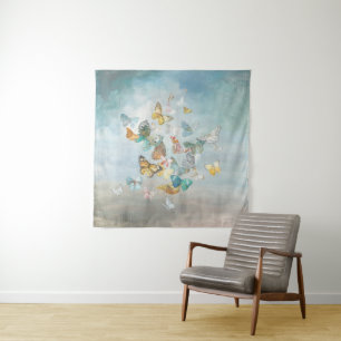 Butterflies in de wolken wandkleed