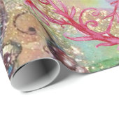 BUTTERFLIES IN GOUD GEEL AQUA BLUE SPARKLES CADEAUPAPIER (Rol Hoek)