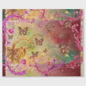 BUTTERFLIES IN GOUD GELLOW BROWN GREEN SPARKLES CADEAUPAPIER (Vlak)