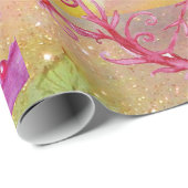 BUTTERFLIES IN GOUD GELLOW BROWN GREEN SPARKLES CADEAUPAPIER (Rol Hoek)