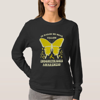 butterflies in march we wear yellow endometriosis  t-shirt