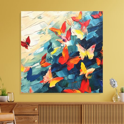 Butterflies in Motion – Expressive Abstract Flight Canvas Afdruk (Insitu (Woonkamer))