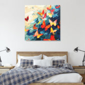 Butterflies in Motion – Expressive Abstract Flight Canvas Afdruk (Insitu (Slaapkamer))
