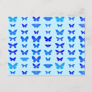 Butterflies, indigo, sky blue background briefkaart