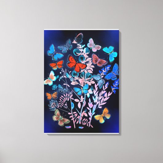 Butterflies, levendige kleuren, illustratie canvas afdruk (Voorkant)