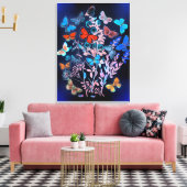 Butterflies, levendige kleuren, illustratie canvas afdruk (Insitu (Woonkamer))