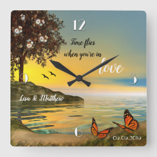 Butterflies Love Sunset Lake Wall klok