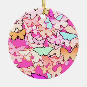 Butterflies, meervoudig en dieproze keramisch ornament