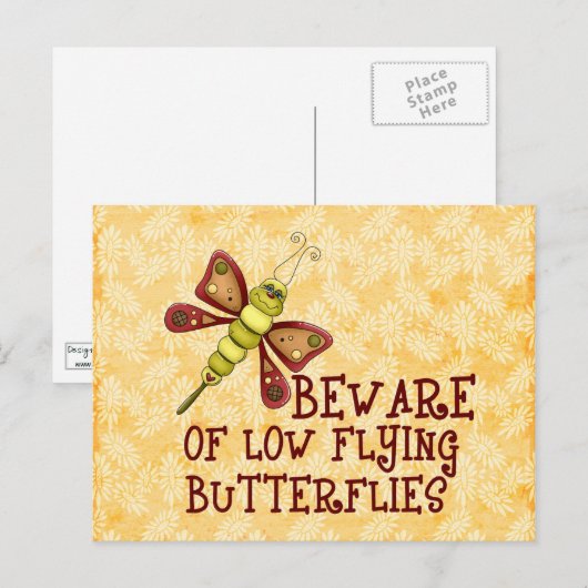 Butterflies met laag vliegende vliegende vleugels briefkaart (Voorkant / Achterkant)