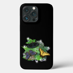 Butterflies met lederen regendruppels iPhone 13 pro hoesje