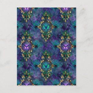 Butterflies met omhulling en peacock Feathers Briefkaart