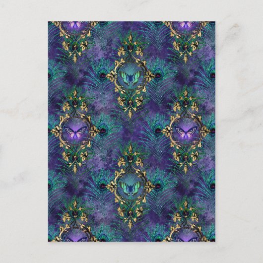 Butterflies met omhulling en peacock Feathers Briefkaart (Voorkant)