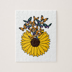 Butterflies met zonnebloem legpuzzel