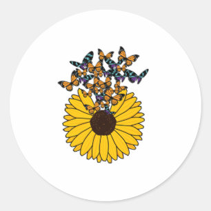 Butterflies met zonnebloem ronde sticker