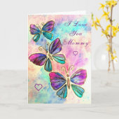 Butterflies Moederdag Kaart - Ik hou van je mama (Gele Bloem)