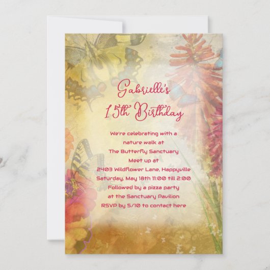 Butterflies Natuur thema verjaardagsfeestje Kaart (Voorkant)