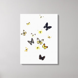 Butterflies neergeschoten op wit canvas afdruk