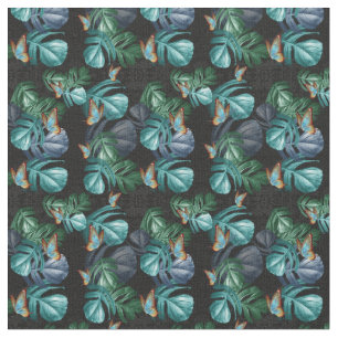 Butterflies of Paradise Tropical Splash in Blues, Stof