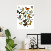 Butterflies op Flowers  illustratie Poster (Thuiskantoor)