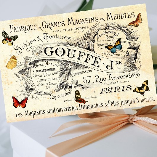 Butterflies op Franse advertentie, ontkoppeling Tissuepapier