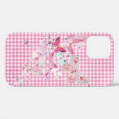 Butterflies op roze gingham Case-Mate iPhone case (Achterkant (horizontaal))