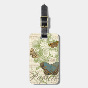 Butterflies op vel Music met Floral Design Bagagelabel