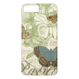 Butterflies op vel Music met Floral Design iPhone 8 Plus / 7 Plus Hoesje