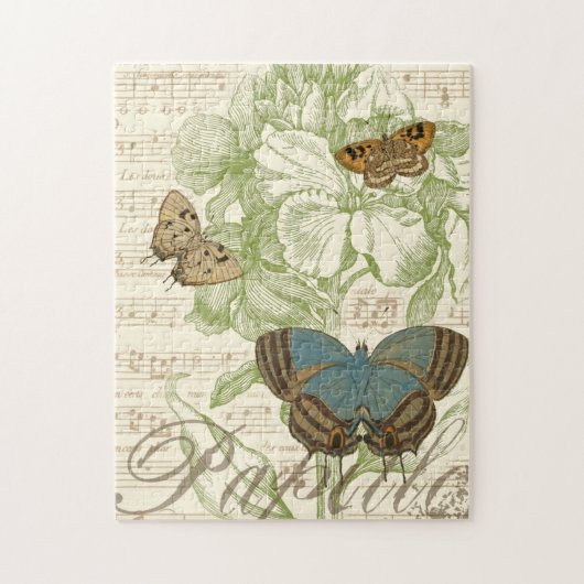 Butterflies op vel Music met Floral Design Legpuzzel (Verticaal)